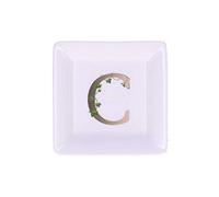 La Porcellana Bianca - Piattino Quadrato Lettera C - Arredo Casa, Cucina - Linea Adorato - Idea Regalo - Porcellana - 10x10xh1,5 cm