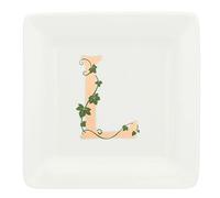 La Porcellana Bianca - Piattino Quadrato Lettera L - Arredo Casa, Cucina - Linea Adorato - Idea Regalo - Porcellana - 10x10xh1,5 cm