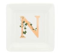 La Porcellana Bianca - Piattino Quadrato Lettera N - Arredo Casa, Cucina - Linea Adorato - Idea Regalo - Porcellana - 10x10xh1,5 cm