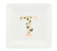 La Porcellana Bianca - Piattino Quadrato Lettera T - Arredo Casa, Cucina - Linea Adorato - Idea Regalo - Porcellana - 10x10xh1,5 cm
