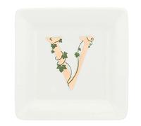 La Porcellana Bianca - Piattino Quadrato Lettera V - Arredo Casa, Cucina - Linea Adorato - Idea Regalo - Porcellana - 10x10xh1,5 cm