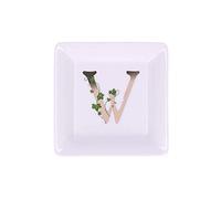 La Porcellana Bianca - Piattino Quadrato Lettera W - Arredo Casa, Cucina - Linea Adorato - Idea Regalo - Porcellana - 10x10xh1,5 cm