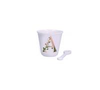 La Porcellana Bianca - Bicchierino Lettera A con Cucchiaino - Arredo Casa, Cucina - Linea Unico - Idea Regalo - Porcellana - 75 CC; Ø 6,7; h6 cm