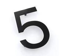 la porta sul muro, Numeri civici galleggianti da 5 pollici, cartello for porta montato in acciaio inossidabile 18-8, nero opaco(Number 5)