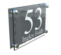 la porta sul muro, Numeri civici in acciaio nero, alluminio e plexiglass, targa da parete for porta, indirizzo dell'appartamento