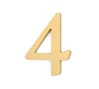 la porta sul muro, Targa for porta con numeri civici galleggianti in ottone massiccio autoadesivi, altezza 6,5 cm(Number 4)