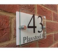 la porta sul muro, Targa in acrilico con numeri civici personalizzati e effetto vetro multicolore(White Back Panel)