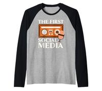 La Prima Radio radiooperatore di Trasmissione dei Social Media Maglia con Maniche Raglan