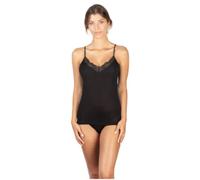 La Primula Verde Canotta in Filo di Scozia da Donna con Pizzo macramè, Simbolo di Stile e qualità Artigianale Made in Italy dalla XS alla XXL, Bianco e Nero