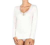 La Primula Verde Maglia Invernale Donna con Pizzo macramè, Intimo Donna Manica Lunga, sotto Giacca in Lana e Cotone, Maglia Termica Invernale, dalla 3 alla 8, Bianca, Made in Italy