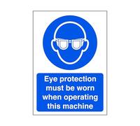 La protezione degli occhi deve essere indossata quando si utilizza questa macchina - cartello di sicurezza, ppe, protezione degli occhi - Adesivo autoadesivo ad alta aderenza (200 mm x 150 mm)