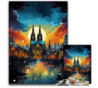 La psichedelia colorata della cattedrale di Colonia puzzle in legno da 1000 pezzi per adulti attività da fare a casa per feste compleanni e serate di giochi in famiglia 1000 pezzi (75x50 cm)