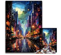 La psichedelia colorata della città dopo la pioggia Puzzle da 1000 pezzi per adulti Puzzle per adulti Perfetto come decorazione artistica fai da te o regalo di compleanno 1000 pezzi (75x50 cm)
