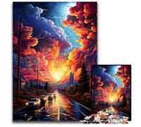 La psichedelia colorata della città dopo la pioggia Puzzle da 1000 pezzi Puzzle in legno per adulti per amanti dei viaggi e coppie Giocattolo stimolante 1000 pezzi (75x50cm)