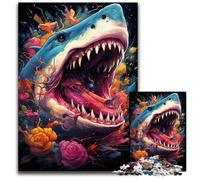 La psichedelia colorata della mitologia degli squali 1000 pezzi Puzzle per adulti Puzzle fai da te Gioco decorativo stimolante per la famiglia Giocattolo interattivo 1000 pezzi (38x26 cm)