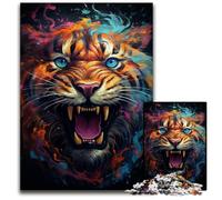 La psichedelia colorata delle tigri mutanti puzzle in legno da 1000 pezzi rompicapo stimolante per adolescenti divertimento serale in famiglia 1000 pezzi (75x50cm)