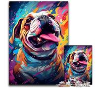 La psichedelia colorata di un dolce bulldog Puzzle da 1000 pezzi per adulti Puzzle per adulti Perfetto come decorazione artistica fai da te o regalo di compleanno 1000 pezzi (75x50 cm)