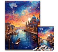 La psichedelia colorata di Venezia Puzzle da 1000 pezzi Puzzle impossibili per adulti Rompicapo ad alta difficoltà per adolescenti 1000 pezzi (38x26 cm)