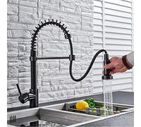 la pubblicità della Fattoria Bar, Rubinetto in Bronzo Nero, Miscelatore per lavello da Cucina Manico Singolo, morso Montaggio a Corda Spray Testa Calda Toccata Fredda
