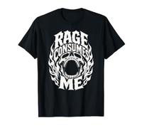 La Rabbia Mi consuma Teschio Fiamme Gotico Hardcore Punk Rock Uomini Maglietta