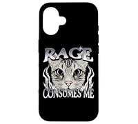 La rabbia mi consuma un meme umoristico sui gatti Custodia per iPhone 16