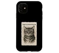 La rabbia mi sta consumando divertente sciocco che fissa il gatto meme Sumi-e Custodia per iPhone 11