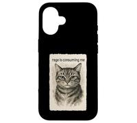La rabbia mi sta consumando divertente sciocco che fissa il gatto meme Sumi-e Custodia per iPhone 16