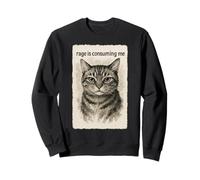 La Rabbia Mi Sta consumando Divertente Sciocco Che Fissa Il Gatto Meme Sumi-e Felpa