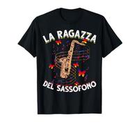 La Ragazza Del Sassofono Regalo Note Musicali Sassofono Maglietta