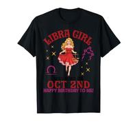 La Ragazza della Bilancia è Nata Il 2 Ottobre Buon Compleanno a Me Te Maglietta