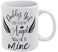 La ragazza di papà, ero il suo angelo, ora è mio. Festa del papà, angelo di papà, tazza da caffè da 11 once in ceramica, tazze carine, tazze divertenti, per amanti del caffè e collezionisti.