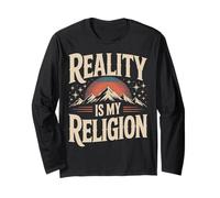 La Realtà è la mia Religione Montagna Tramonto Design Maglia a Manica