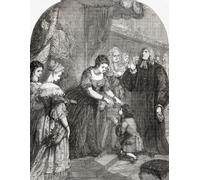 La regina Anna toccando il giovane Samuel Johnson per il male. Samuel Johnson contratto scrofula chiamato anche il male del re perché si credeva che se toccato da un monarca sarebbe stato curato e