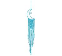 La rete dei sogni Acchiappasogni in corda di cotone a forma di luna, acchiappasogni in stile nordico, in pizzo intrecciato, da appendere alla parete, adatto for la decorazione(Sky blue)
