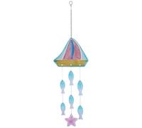 La rete dei sogni Campanelli eolici a forma di barca a vela, stella marina, tartaruga, decorazioni in vetro con tema marino, da appendere alla finestra, for soggiorno, camera da letto, patio(Sailboat)