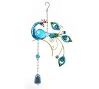La rete dei sogni Campanelli eolici blu, campanelli eolici in metallo verde a forma di pavone for porte, patio, giardini, cortili, decorazioni for prati, bei regali di Natale e compleanno.(Blauw)