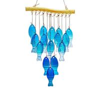 La rete dei sogni Campanelli eolici in vetro blu marino - Campanelli eolici a forma di pesce fatti a mano for decorazioni for feste in spiaggia e matrimoni, regali di Natale e compleanno