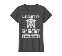 La Risata è la Migliore Medicina, Divertente Recupero da lesioni alle Costole rotte Maglietta, Donna, Grigio Scuro, L