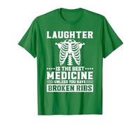 La Risata è la Migliore Medicina, Divertente Recupero da lesioni alle Costole rotte Maglietta, Uomo, Verde Mela, S