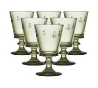 La Rochère Bicchieri da vino Abeille, set da 6 pezzi, 240 ml, bicchieri da vino bianco colorati con motivo api, in vetro, lavabili in lavastoviglie, verde oliva