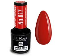 LA ROSA UV LED Smalto Gel Hybrid Color CREMA - A Lunga Durata e Molto Facile da Applicare, Perfetto per la Nail Art - Fai da Te a Casa o in Salone - 9 ml (Rosso Cremisi)