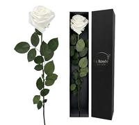 LA ROSEE ETERNELLE Rosa stabilizzata profumata con stelo lungo - Rosa naturale dall’Ecuador - Regalo romantico ed elegante per donna, partner o mamma - Colore : White Angel