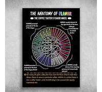 La ruota dei sapori del degustatore di caffè identifica i sapori primari percepiti sulla punta della lingua, esplorando l'anatomia del sapore. Decorazione da parete retrò per uomo, caverna, casa, pub,