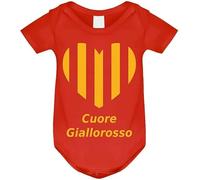 La Ruotante Body per neonato adatto a tifosi di calcio con cuore giallorosso