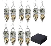 La saggezza in ogni dettaglio: orecchini a forma di gufo realizzati a mano, pendente a forma di barbagianni vintage, goccia color argento vintage, cabochon a goccia d'ambra (5pc)