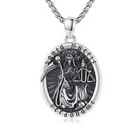 La Santa Muerte Collana in argento Sterling 925 con ciondolo a forma di teschio messicano, amuleto protettivo, regalo per uomini e donne (argento)