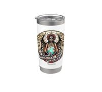 La Santa Muerte in stile tatuaggio con mappamondo Bicchiere termico in acciaio inox doppia parete