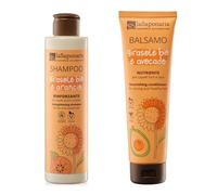 La Saponaria | Kit Shampoo Girasole & Arancio Nutriente 200 ml + Balsamo Nutriente con Girasole Bio 150 ml, ideale per Capelli Secchi e Crespi