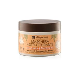 La Saponaria | Maschera capelli ristrutturante, per ridare vitalità, corpo e lucentezza a tutte le chiome danneggiate e sfibrate, Per capelli danneggiati con Cocco bio e Fitocheratina, 200ml