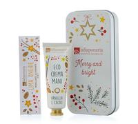 La Saponaria | Scrigno Mani & Unghie, Set Regalo Natalizio Crema Mani Bio Vaniglia e Cacao + Lima Unghie 2-in-1 in Legno - Idea Regalo Bio con Confezione Natalizia